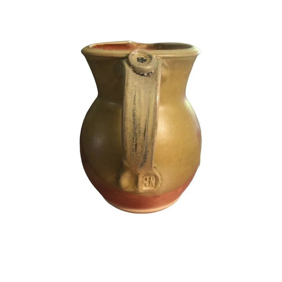 POTTERY Signed Stamped Small Creamer Pitcher 5.25" Glazed Inside & Out Stoneware - Picture 2 of 8